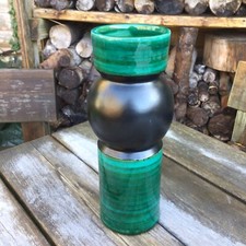 Vintage Retro MidCentury Italian Bitossi Teal Green & Black Ball & Cylinder Vase