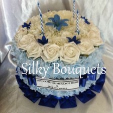 Birthday Cake Funeral Flower Artificial Silk Tribute Memorial Wreath Mum Nan Dad