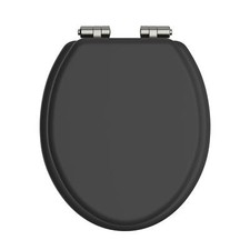Heritage Black Toilet Seat with Soft Close Vintage Gold Hinges