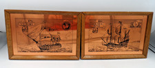 Pair Vintage Etchmaster Original Copper Wall Art, Golden Hind, Victory 70s Retro