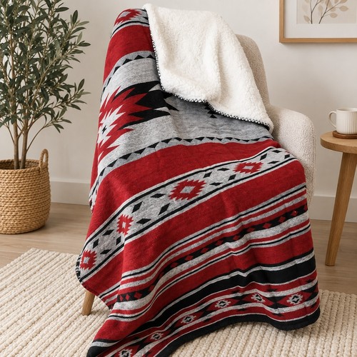 Aztec sherpa throw - aztec, blanket