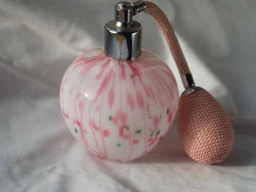 Vintage pink glass perfume - glass,