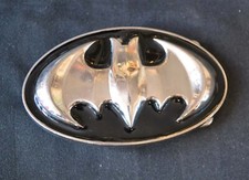 Men's Belt Buckle Novelty DC Superhero Batman Silver Black 3D Embossed