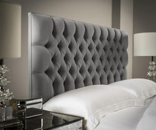 Luxury 24" Headboard Plush Velvet Upholstered Handmade For Divan Bed Set Double