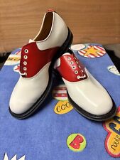 VIOLET PROMOTIONS RED/WHITE LEATHER SADDLE SHOES RESIN SOLES