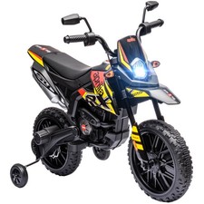 AIYAPLAY 12V Licensed Kids Motorbike with Training Wheels, Yellow
