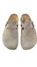 Birkenstock Betula Boston Taupe Suede Tan Mule Clogs Slip-On Sandals Size W9/M7