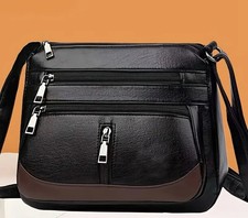 Men's & Women's Messenger Bag - Stylish Multi-Layer Design with Golden-Tone Hard