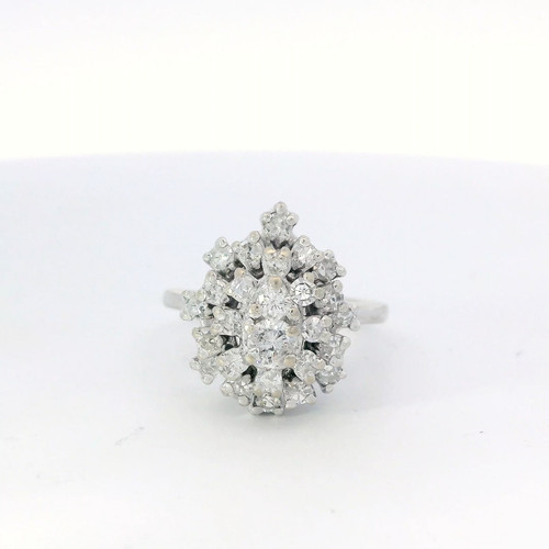 14k white gold - white, round