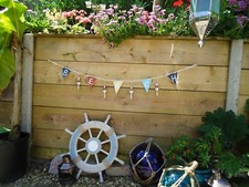 Beach Garland Wooden Fishing Boat Net Floats On Rope With Flags - Buoys Buntings