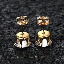 Diamond Cut 316L Surgical Steel 18K Real Gold Plated Big Large Stud Earrings 8MM