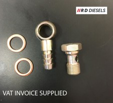 Banjo eye union kit for cav296 fuel filter head 1/2 UNF thread c/w 8mm hose tail