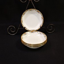 Limoges Vignaud 4 Coupe Fruit Bowls The Meuse Red Yellow Blue Gold 1911-1920