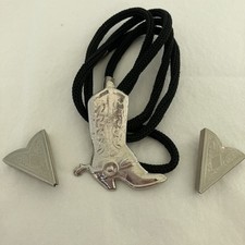 Cowboy Western Boot Bolo Tie  Screw Up Collar Tips Line Dancing Dress Up
