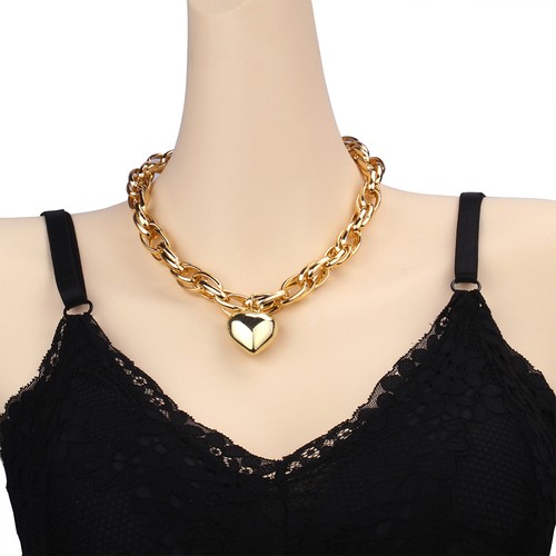 Link chain necklace heart - chain,