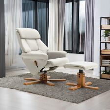 PU Leather Recliner Armchair Swivel Lounge Sofa W/Footstool Adjustable Backrest