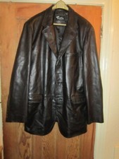 LUXURY BLACK LEATHER MANS MOD 3 BUTTON BLAZER JACKET,S 42,SMARTY OF SWITZERLAND