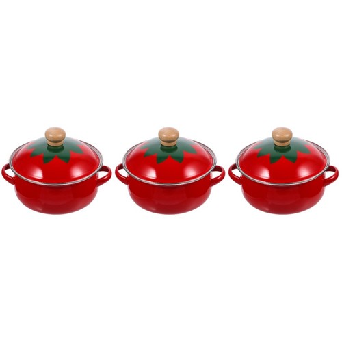 Red enamel cooking pot set - cooking,