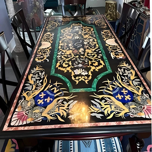 Black marble inlay dining - black,