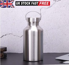 2L Stainless Steel Large Mouth Water Drink Bottle Kettle Cycling Gym Big Bottle