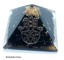 BLACK TOURMALINE ORGONE PYRAMID HAMZA PROTECTION REIKI CHARGED ENERGY GENERATOR