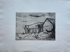 Etching Landscape With Houses