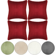 4 Pack Ribbed Cushion Covers with Sherpa Reverse Soft Reversible Home Decor