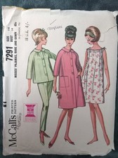 McCALL'S 7291 Ladies Pyjamas, Robe & Gown 1960s SEWING PATTERN  Size 14