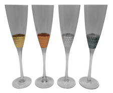Oliver Bonas Set of 4 Champagne Flutes - Gold Copper Silver Grey - D32 O892