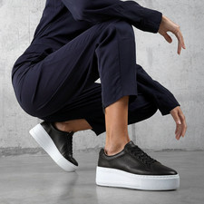 Russell & Bromley PARK LIFE Black Lace Up Flatform Sneaker Size EU 36 UK 3