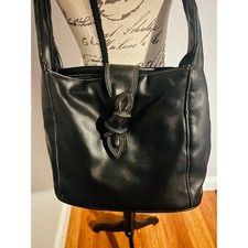 Vintage Black Leather Hobo Bag
