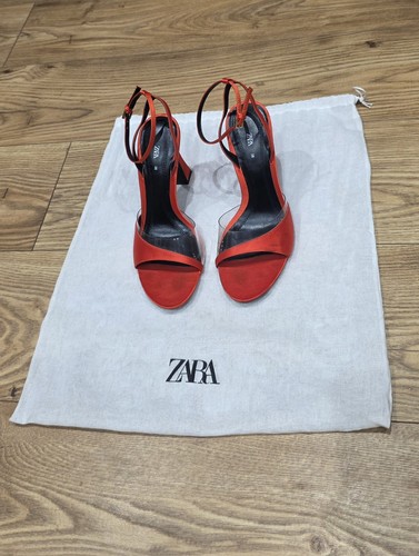 Zara red satin heeled - zara,