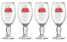 4 x Stella Artois HALF PINT Beer Glasses GOLD Star & RED Logo Special Edition 
