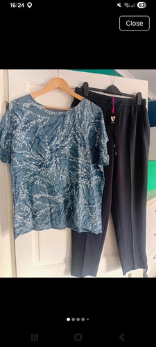 Blue linen floral - blue,