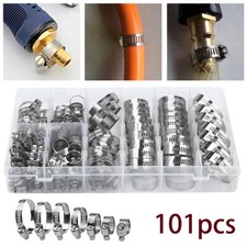101 Pcs Assorted Stainless Steel Hose Clamp Kit With No Driver Jubilee Clips Set