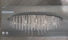 NEXT Elena 9 Light Flush Ceiling Chandelier Oval Glass Crystals Beads Pendants 