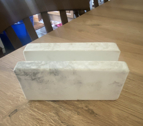 White grey marble bookend - white,