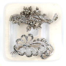 Two vintage marcasite flower - two,
