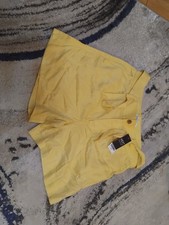 Next Women's Yellow Shorts Size 10 Part Linen Part Viscose
