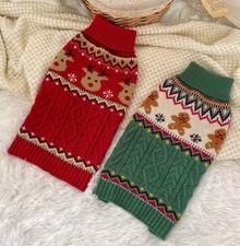 Christmas Pet Dog Cat Puppy Jumper Warm Elk Knitted Winter Cloth Sweater Outfit