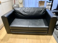 Black leather 2 seater sofa