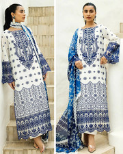 Pakistani indian Designer Embroidered Cotton Suit Unstitched 3 PC Shalwar Kameez