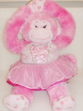 Build A Bear Monkey Chimp Pink Princess Dress Hearts Hugs 18" Soft Plush SUPERB