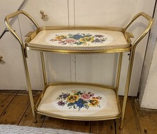 Vintage Tea Drinks Trolley Static Cocktail Bar Removable Tray Floral