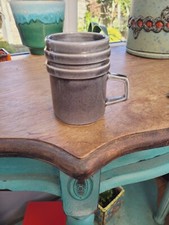 VINTAGE Llangollen Studio Welsh Art Pottery 6x9cm Mug - Grey ridged Design