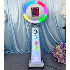 Adjustable Photo Booth Stand iPad Selfie Station RGB Ring Light with Flight Case