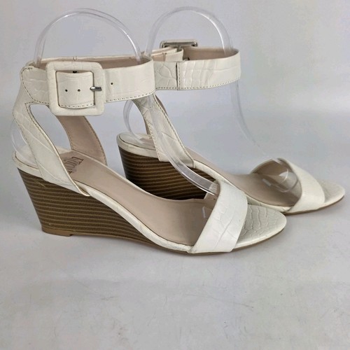 Faith white croc effect wedge - white,
