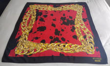 MOSCHINO Large Crepe Silk Scarf - Chains - Red/Black/Gold - 85 x 85 cm
