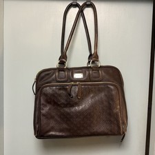 Big Brown Leather Laptop/ Work Bag by Patrick Cox. Jazzy lining, Many Pockets. 
