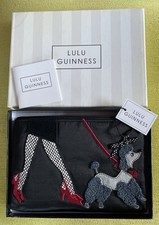 💋LULU GUINNESS BLACK WALKING POODLE DOG  ZIP  POUCH COSMETIC BAG CLUTCH PURSE